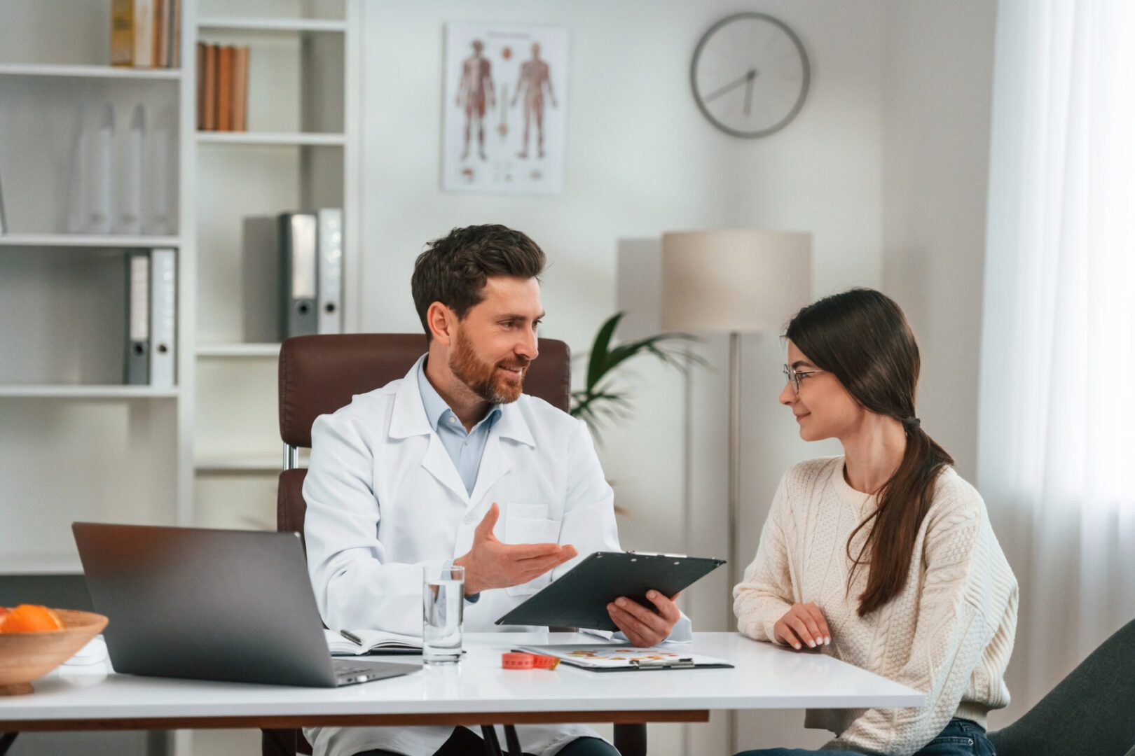 Medical consultation in modern office